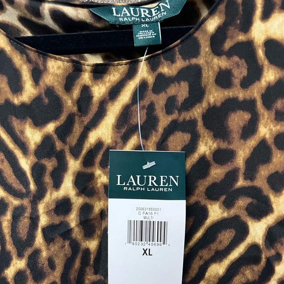 Lauren Ralph Lauren–animal print, tank, shell, sleeveless, split back-Size XL - Picture 2 of 7